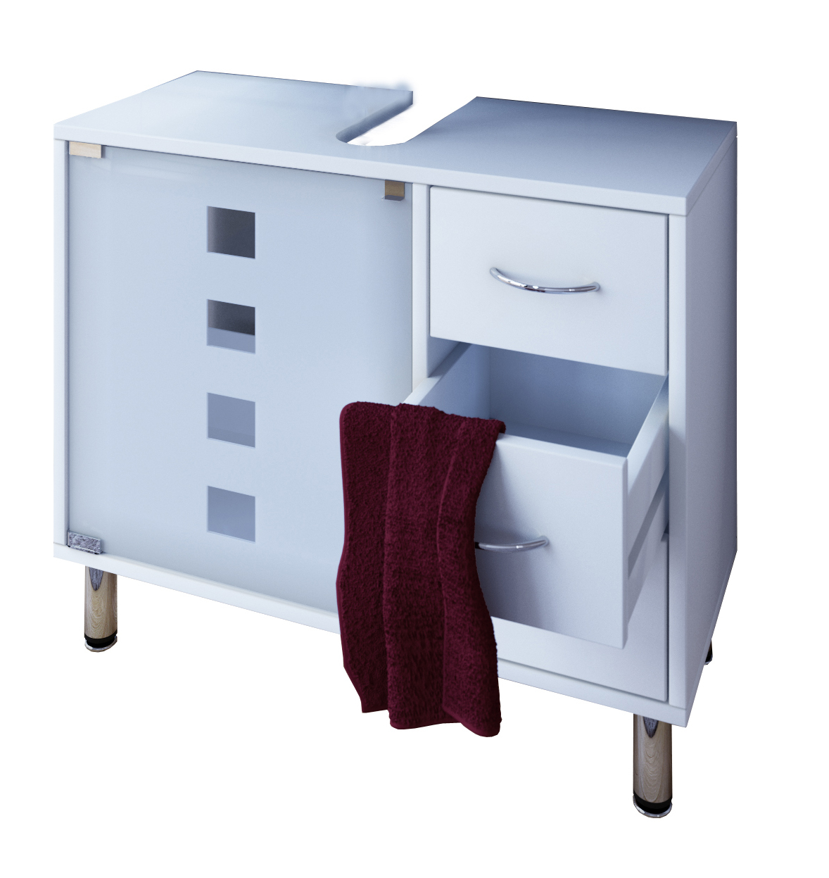 Waschbeckenunterschrank DAROLA - weiß - Glastür - 67 cm