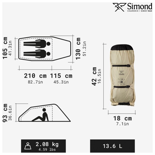 Simond - SIMOND - MT900 Tunnel Tent 2 - Tente 2 places