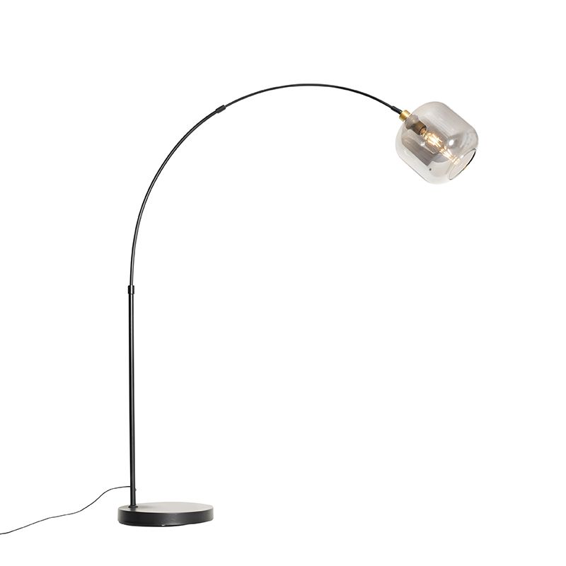 Booglamp zwart met goud met smoke glas - Zuzanna