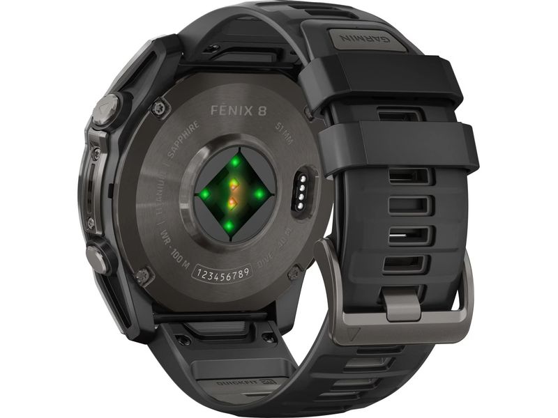 GARMIN Sportuhr Fenix 8 AMOLED Sapphire, 51 mm Dunkelgrau GPS-Sportuhr