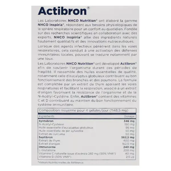 NHCO Actibron garganta brônquios pulmões 28 cápsulas