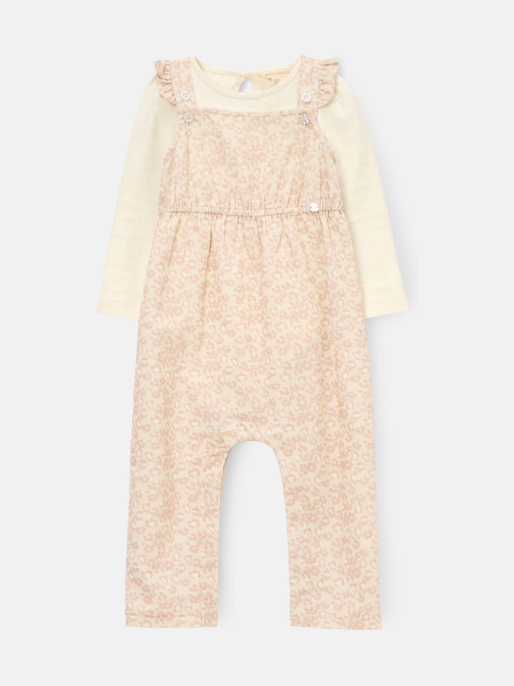 Angel & Rocket Nellie Animal Print Cord Dungaree & Bodysuit