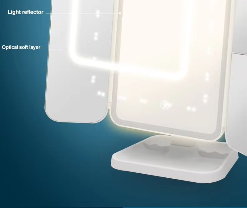 HOMTEC - 3-delige USB oplaadbare bureauspiegel met ledverlichting
