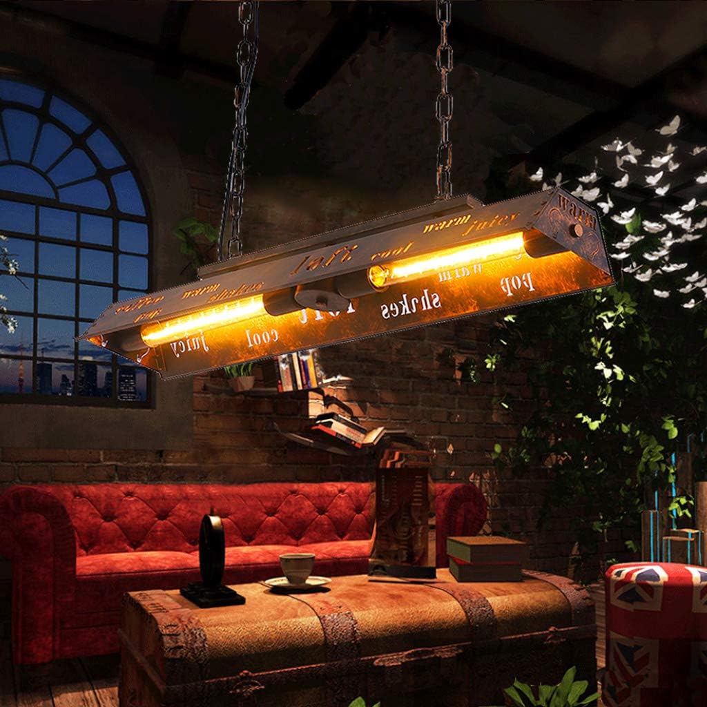 Schmiedeeisen Pendellampe Retro Eisenkunst Industriellen Stil Metall Hängeleuchte Vintage Kreative Brief Pendelleuchte E27 Höhenverstellbare Hängelampe Esszimmer Wohnzimmer Bar Café Küche Kronleuchter