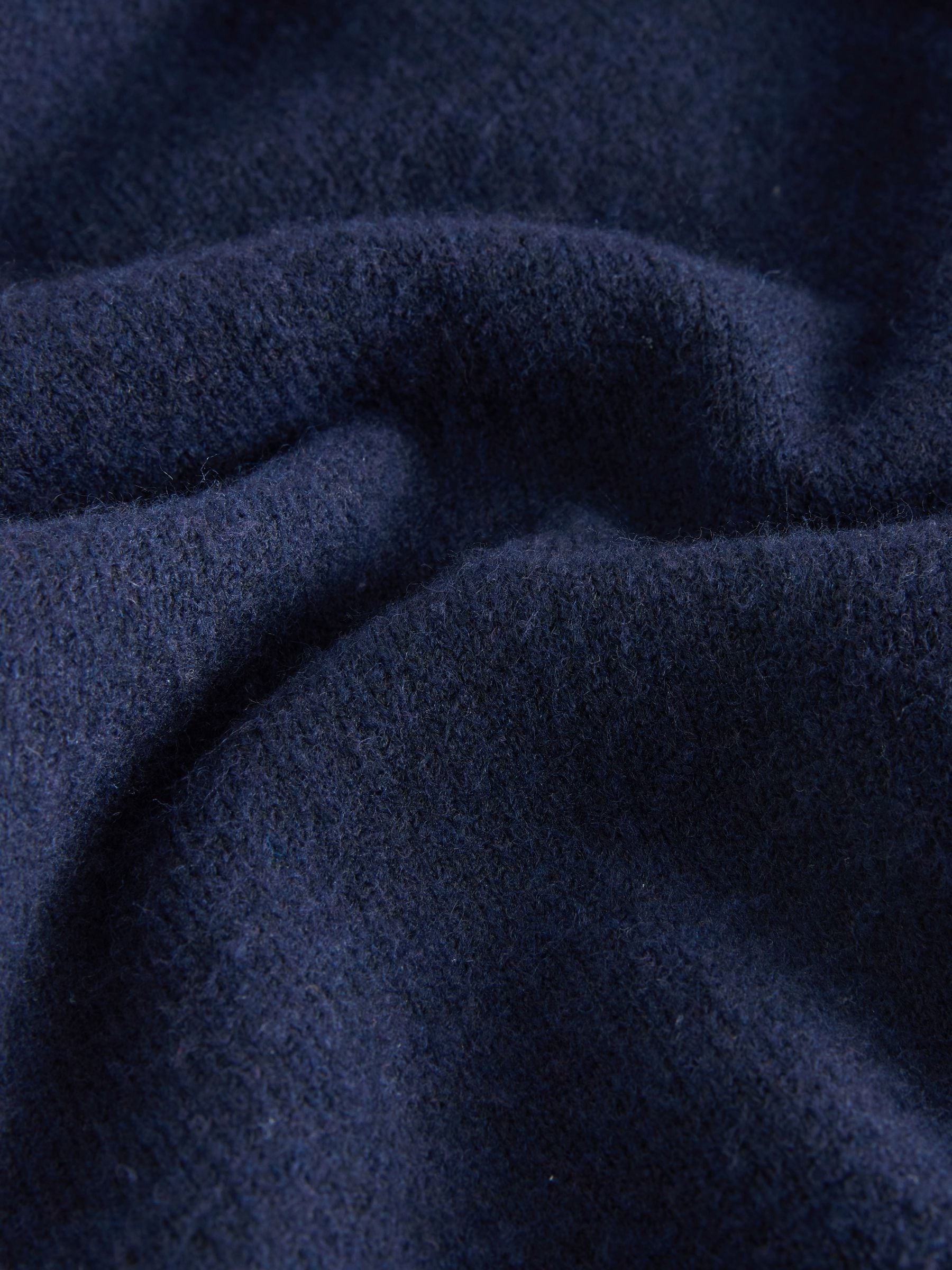 Donkerblauw - Relaxed Fit Cosy Zip Through Collared Cardigan with Wool
