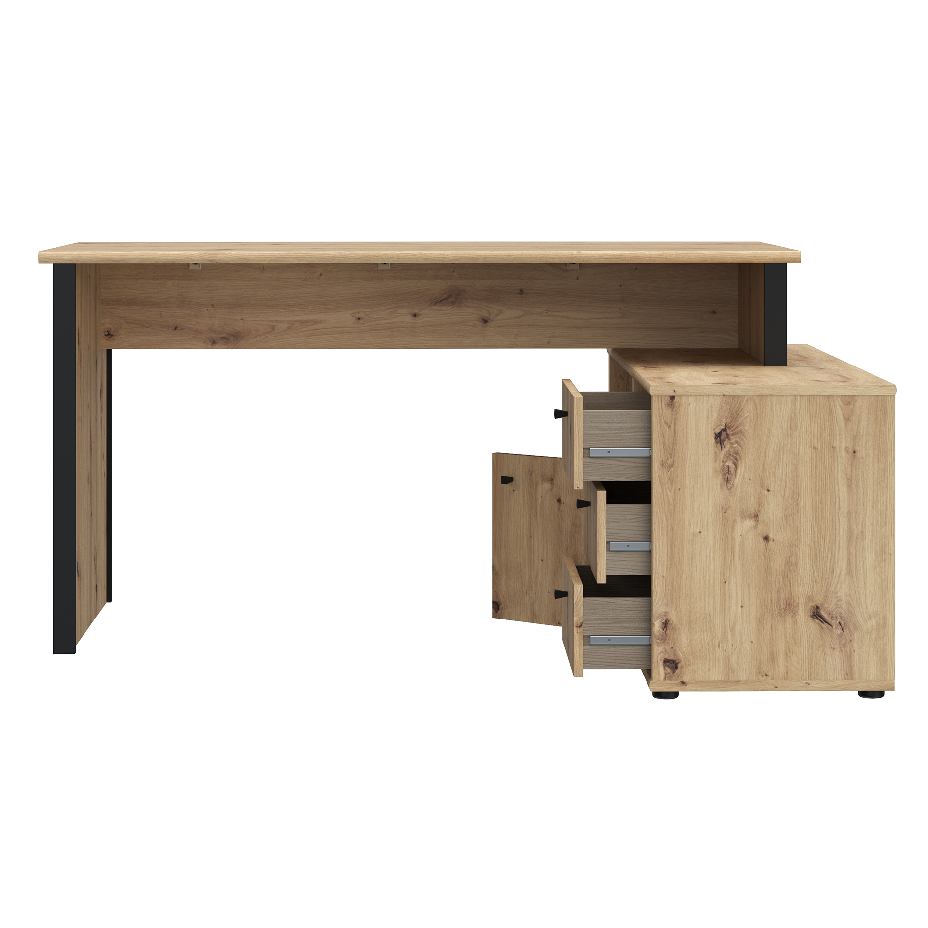 Schreibtisch - Artisan Eiche-schwarz - 121x151 cm