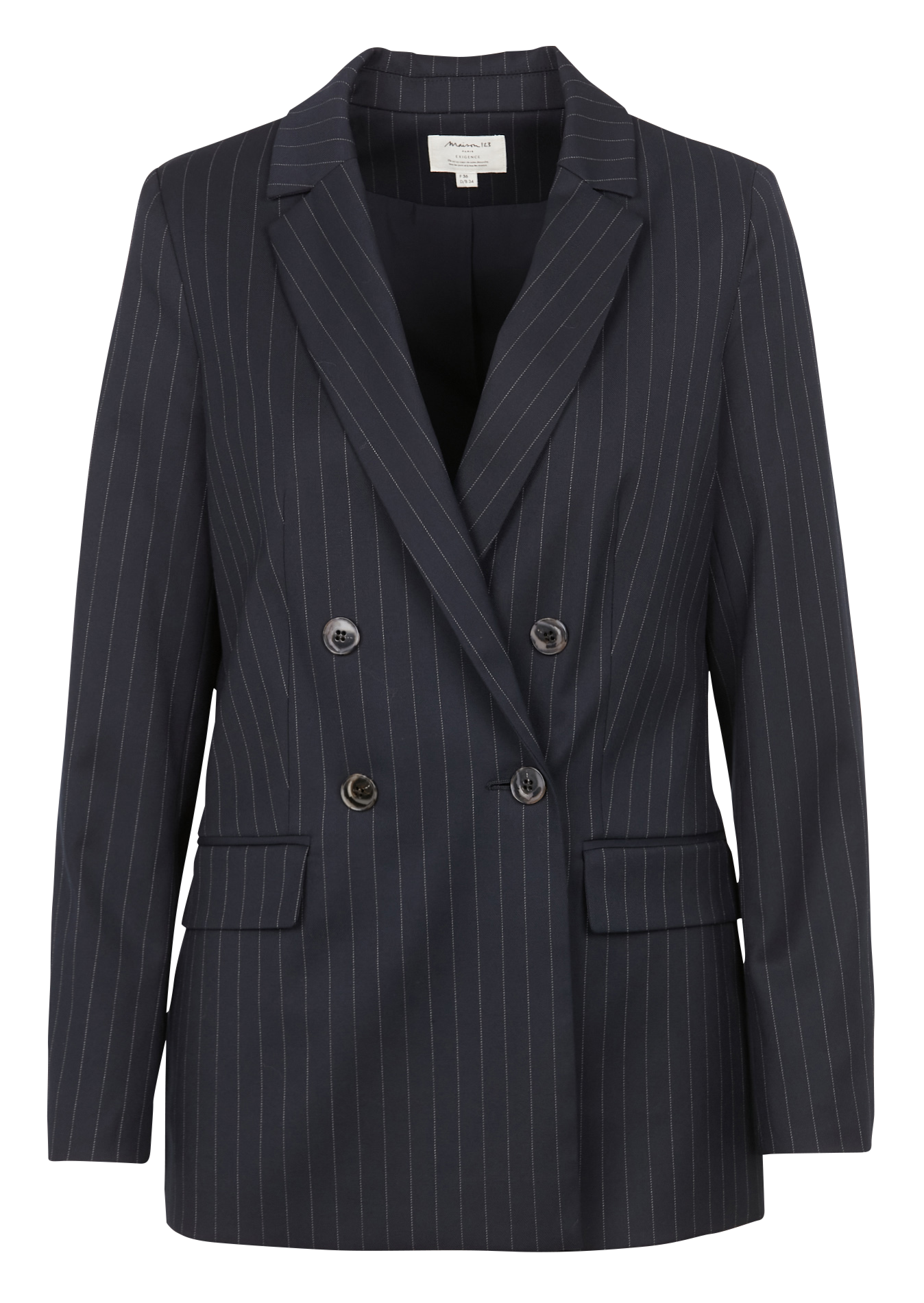 FLORINE - Veste de tailleur cintrée à rayures | Bleu