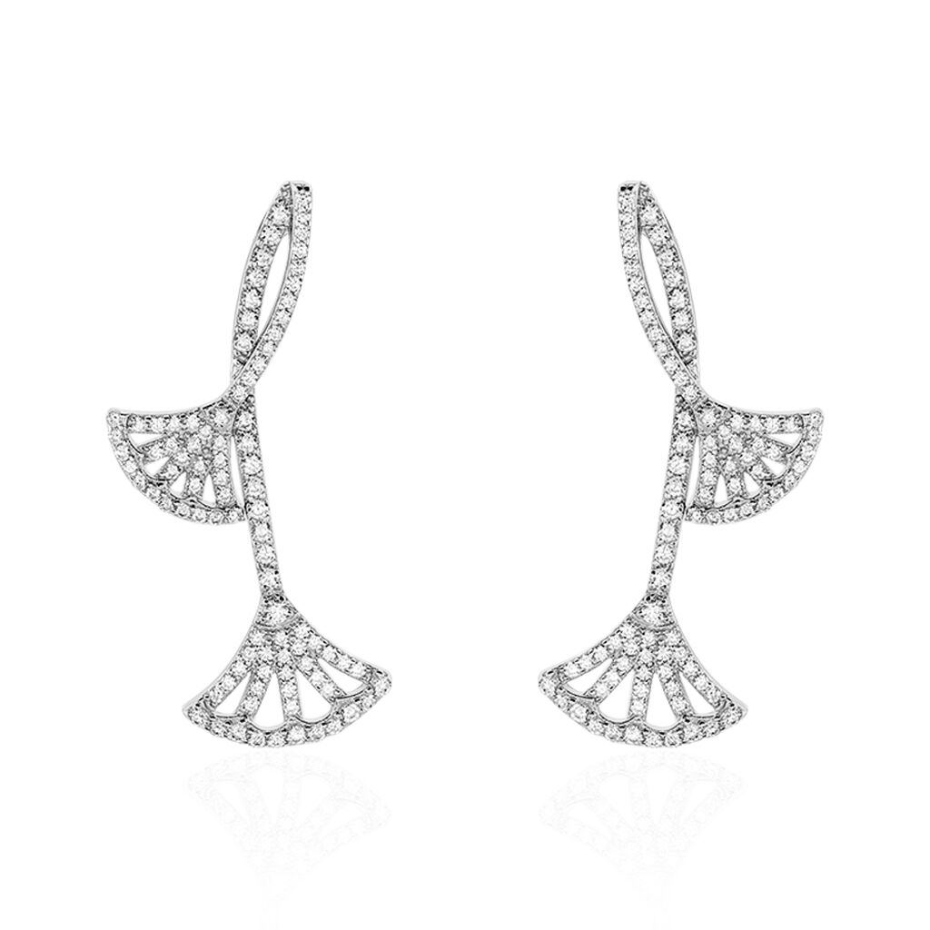 Boucles D'oreilles Pendantes Sarita Argent Blanc Oxyde De Zirconium