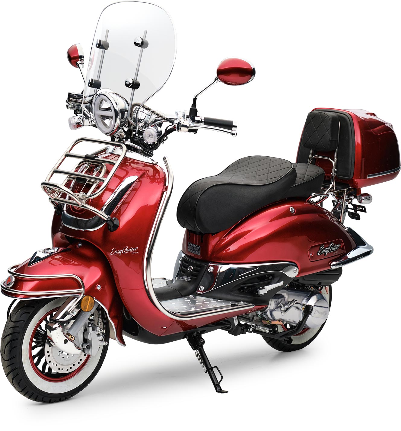 Motorroller Retro EasyCruiser Dunkelrot 50ccm 25 kmh Mofa Scooter