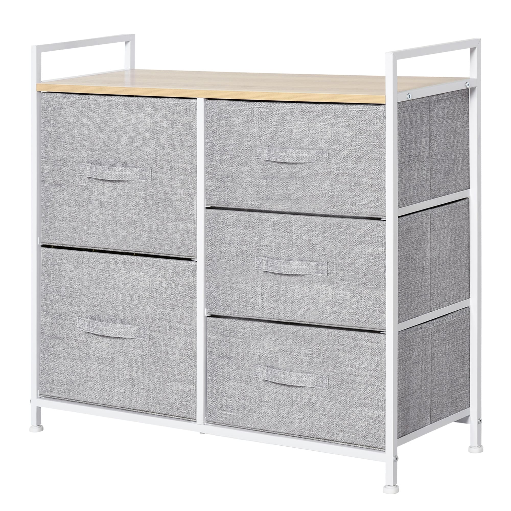 HOMCOM Stoffkommode mit 5 Stoffschubladen grau 83 x 29 x 77 cm (BxTxH)