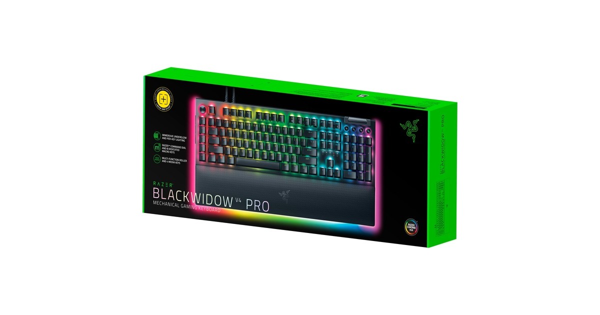 RazerBlackWidow V4 Pro, gaming toetsenbord  (Zwart, US lay-out, Razer Yellow, RGB leds, Doubleshot ABS)