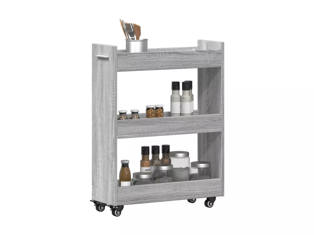 Armoire avec roues sonoma gris 60x22x79 cm bois d'ingénierie