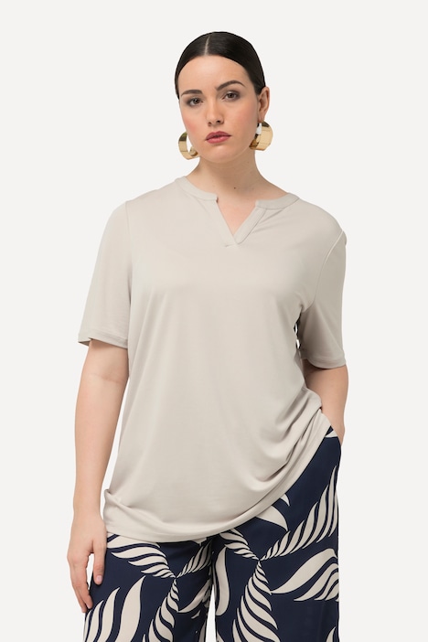 T-Shirt, Tunika-Ausschnitt, Halbarm, Modalmix