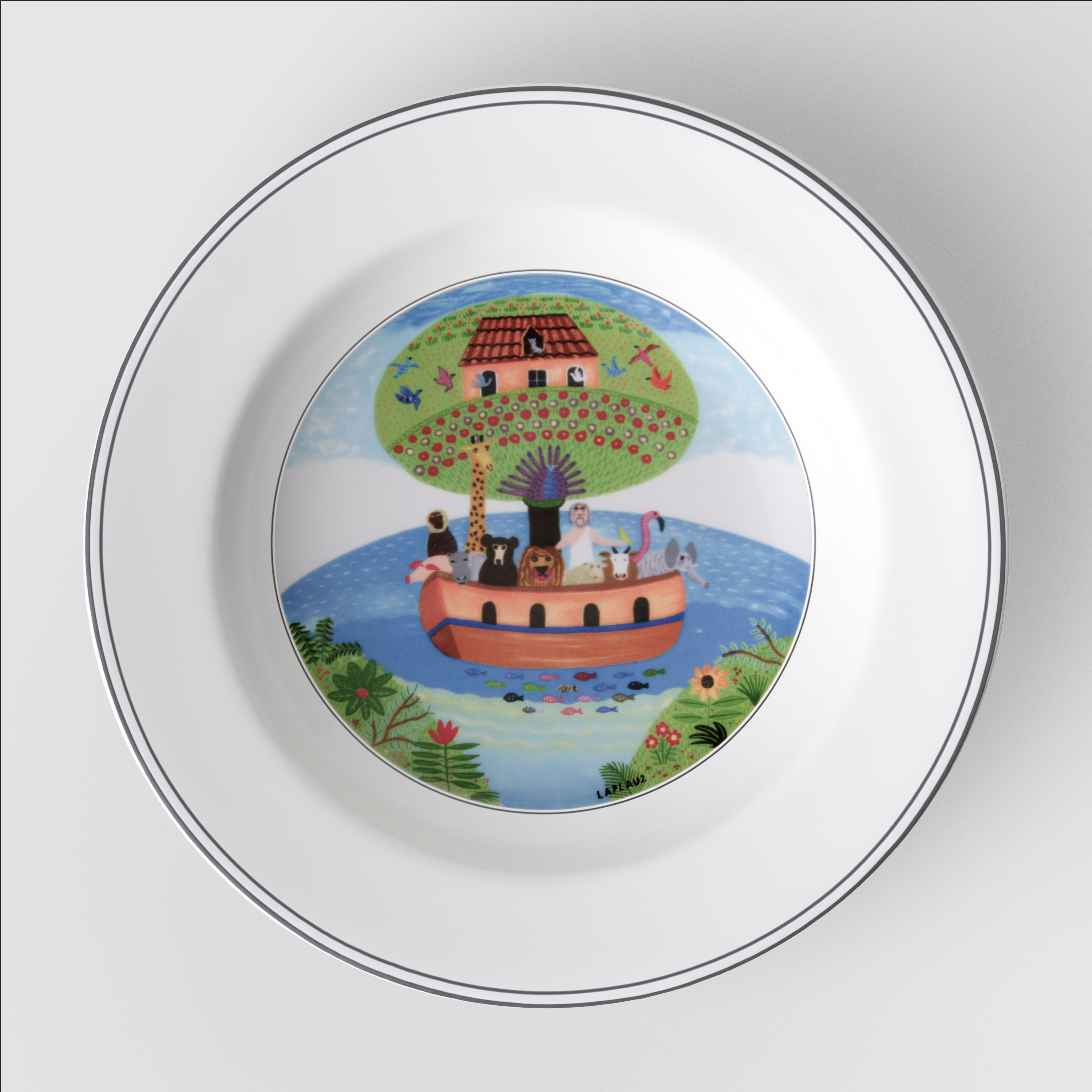 Design Naif Soup bowl Multi-colored, 8.8'', Premium Porcelain