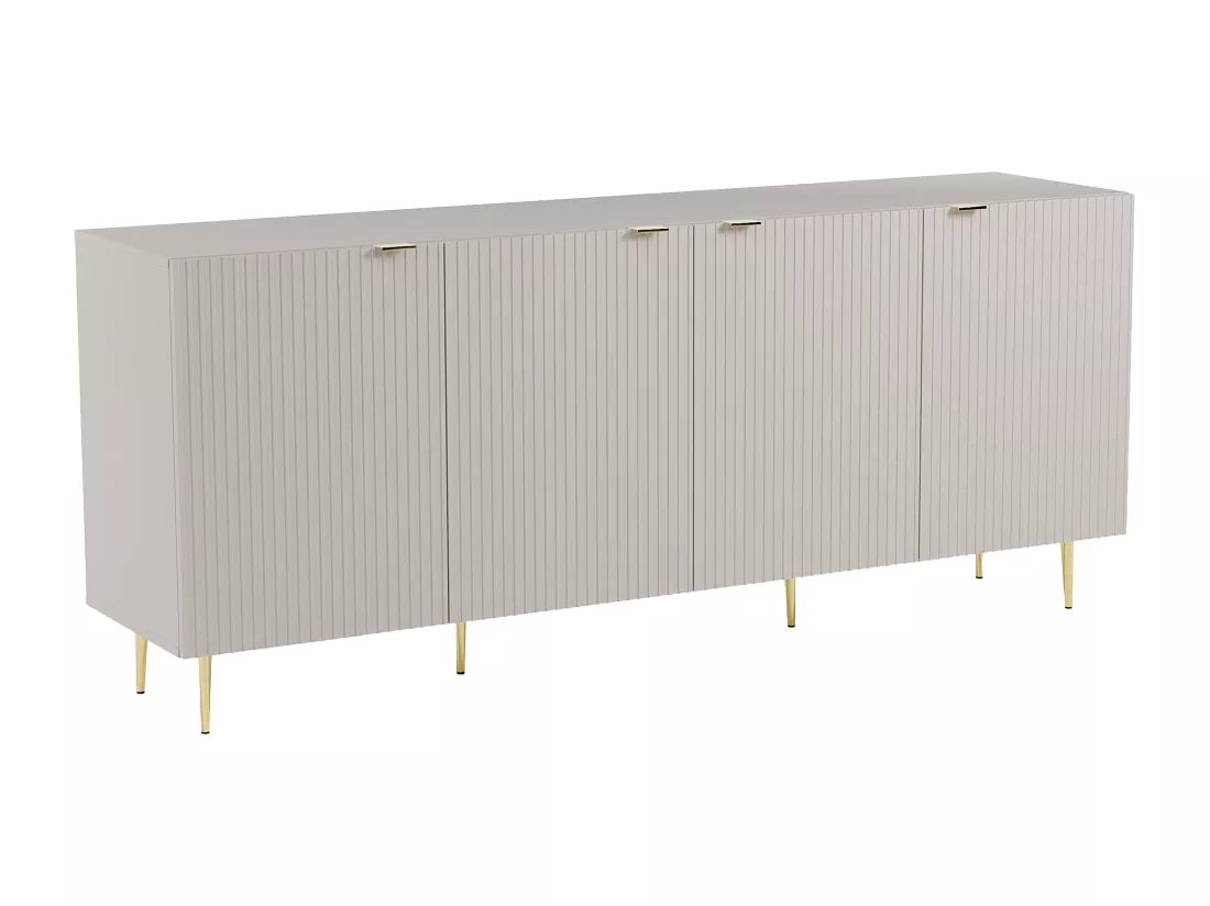 Buffet avec 4 portes en MDF et acier - Beige et Doré - YESINIA