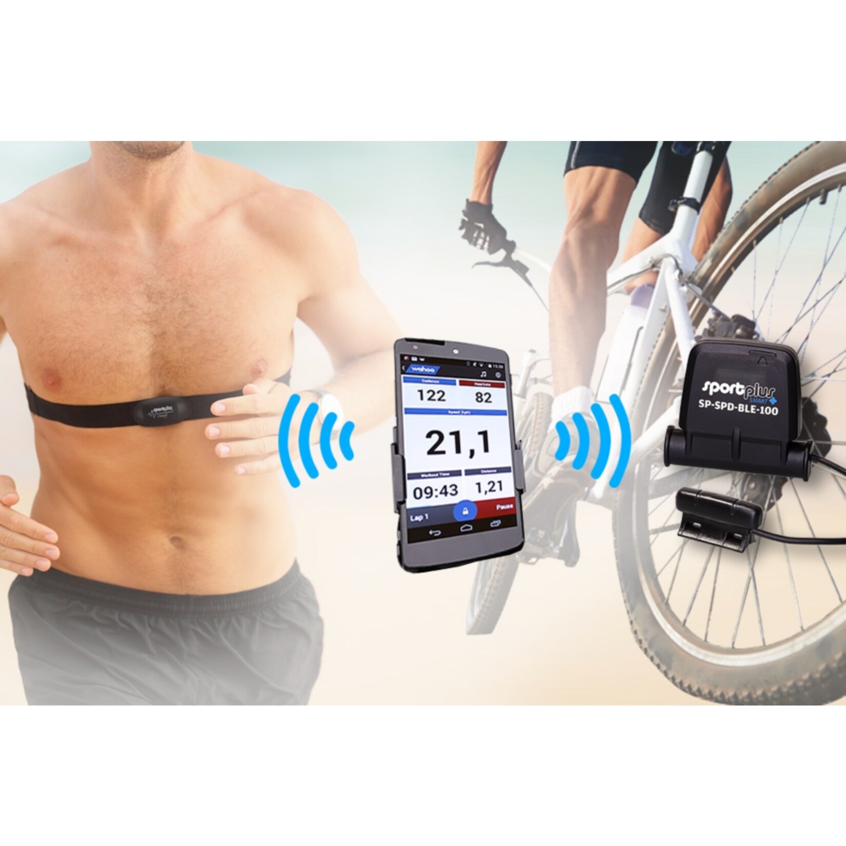 SPORTPLUS SP-HRM-BLE-400 3in1 Herzfrequenz-Brustgurt mit Bluetooth 4.0, ANT+ und 5,3 kHz