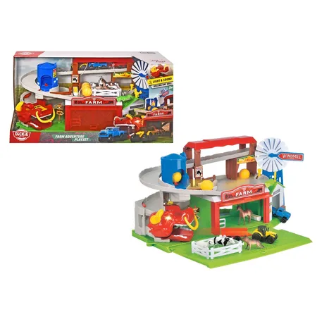 Dickie Toys Bauernhof Spielset und Parkhaus – mit Licht und Sound