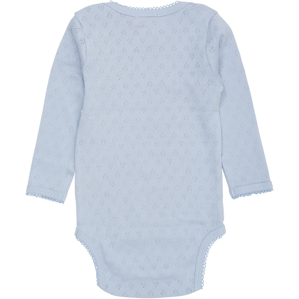 Køb COPENHAGEN COLORS Dusty Blue Pointelle Heart Lapneck Body Ls