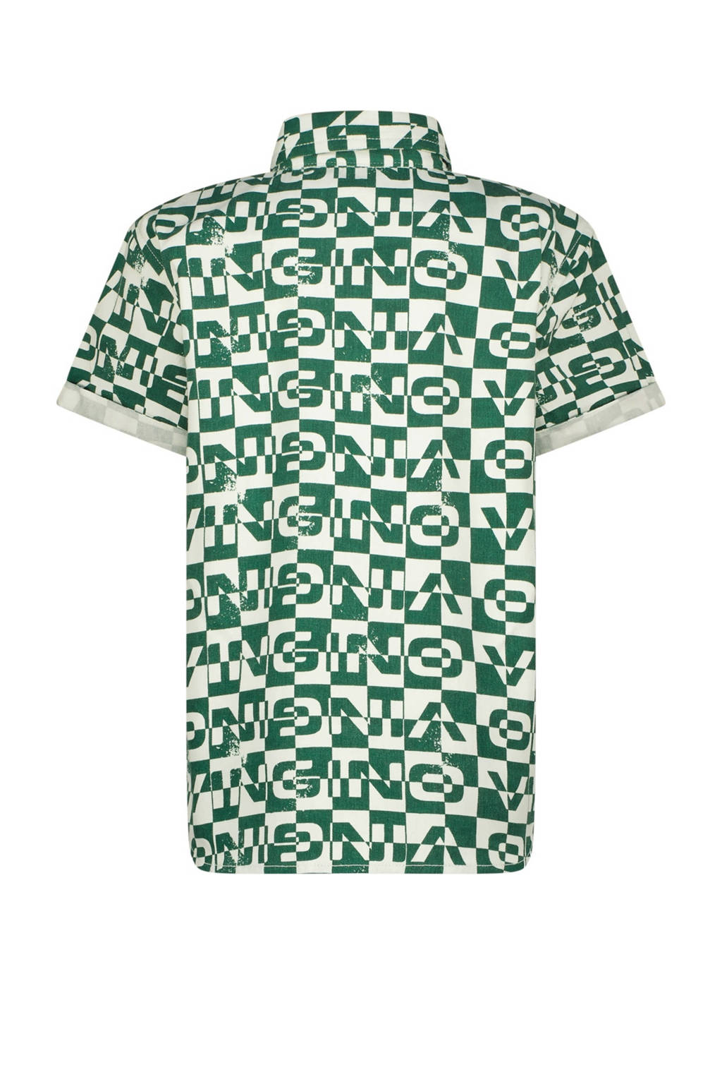 Vingino overhemd Lampo met all over print groen/wit
