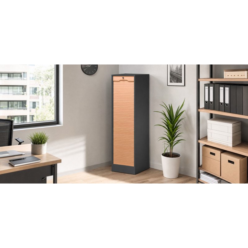 Classeur bois à rideau H 140 cm