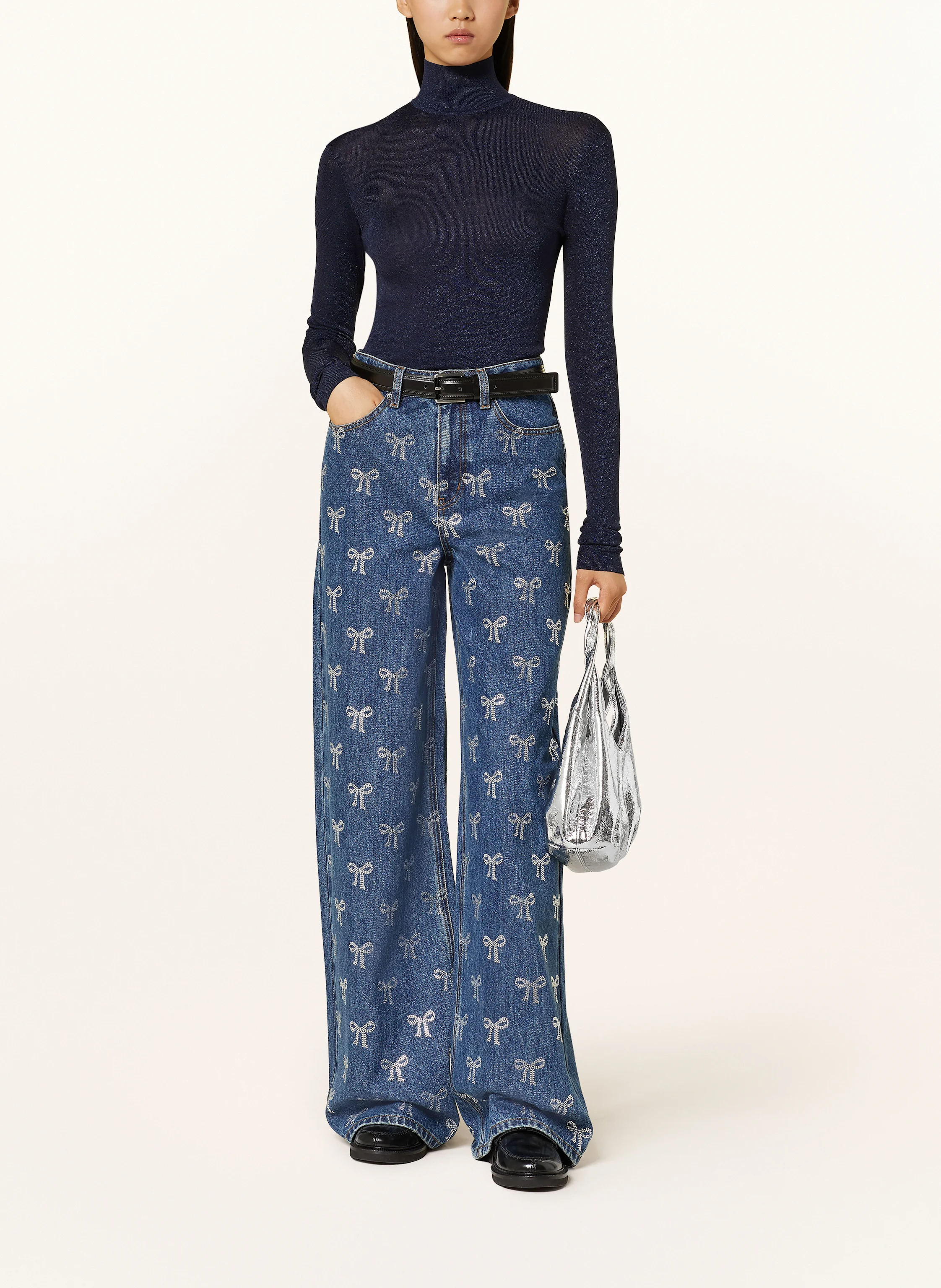 self-portrait Straight Jeans mit Schmucksteinen
