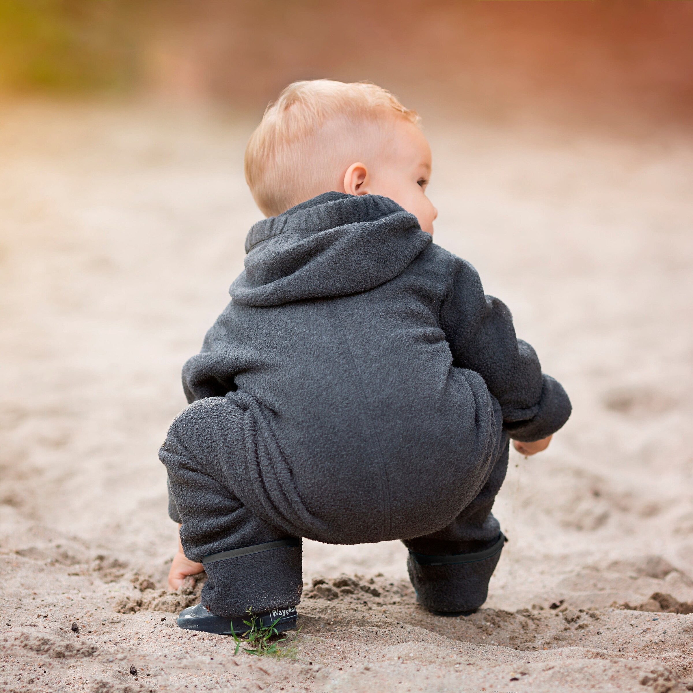 HOPPEDIZ® Overall Fleece-Overall mit Umschlagbündchen anthrazit