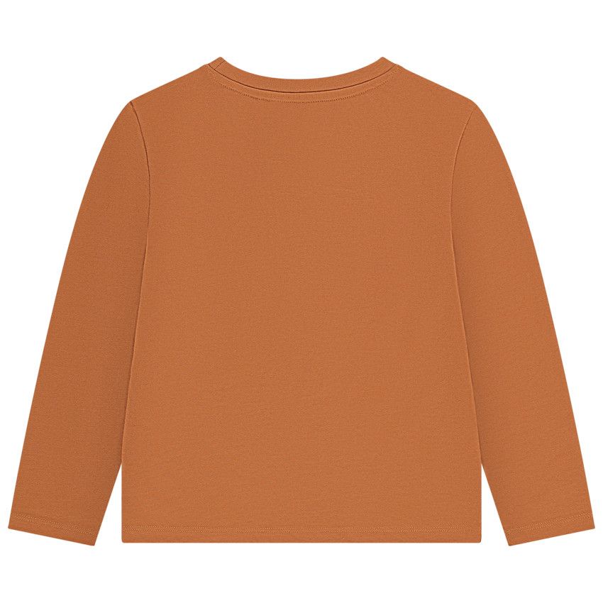 T-shirt manches longues motif fantaisie en relief pour garçon - Marron