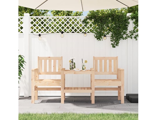 VIDAXL - Banc de jardin avec table 2 places bois de pin massif