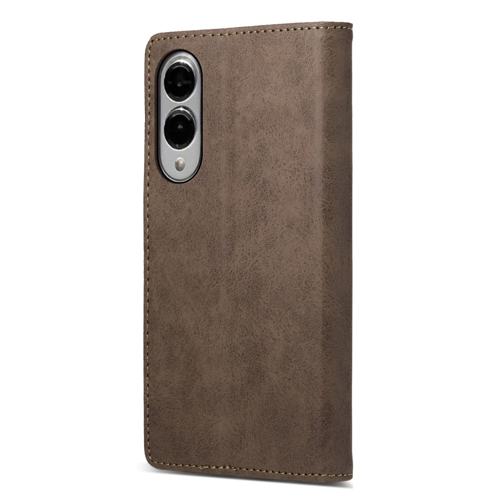 Samsung Galaxy S25 Edge Leder Tasche Flip Wallet Etui mit Kartenfächern (RFID Schutz) - Braun