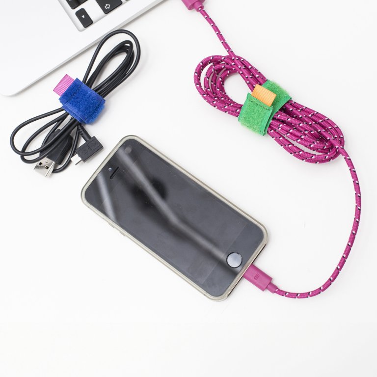 Kabelbinder aus Klettband, farbig
