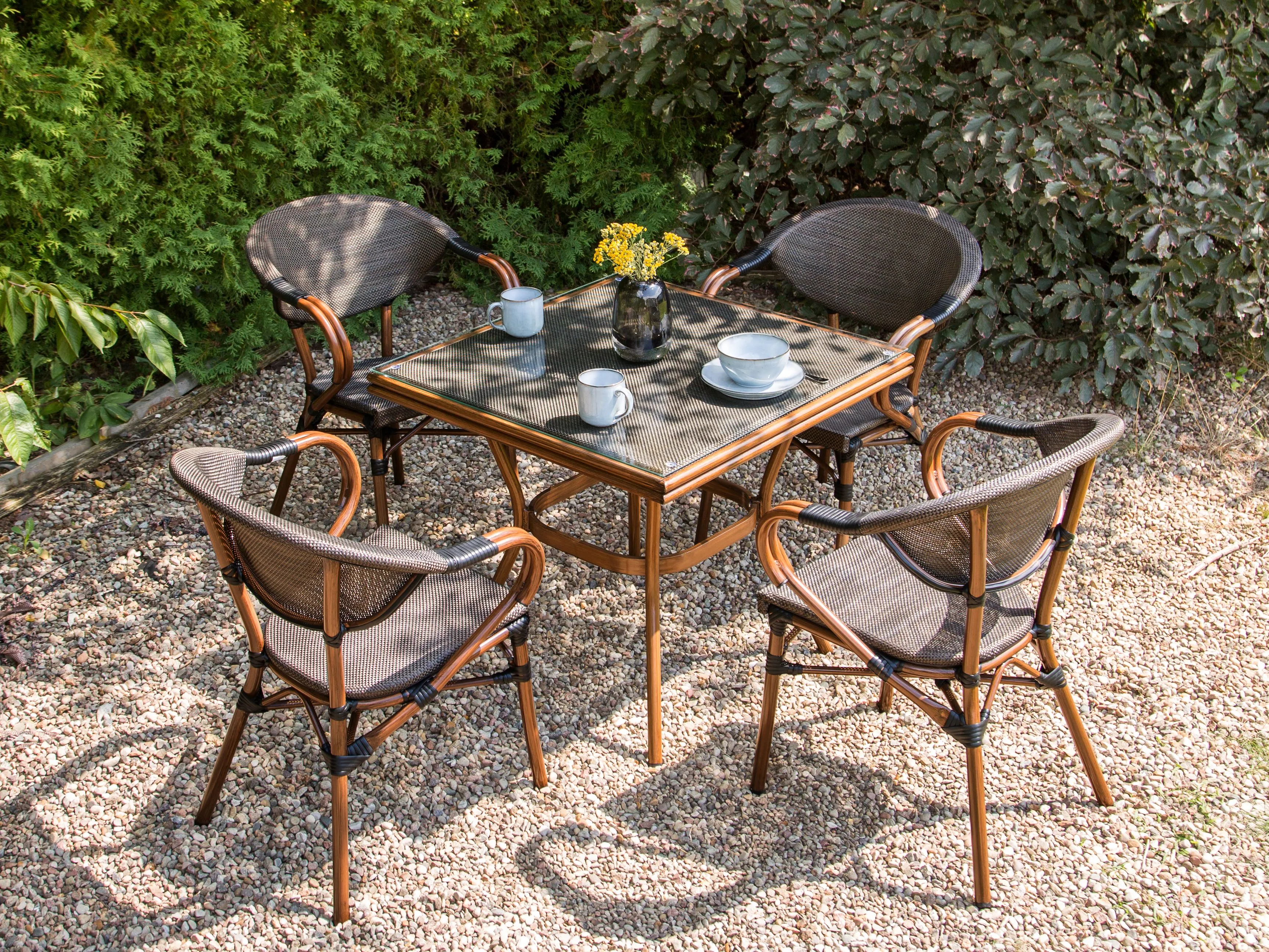 Tuin eettafel CASPRI II 80 cm 80 cm Glas Grijs
