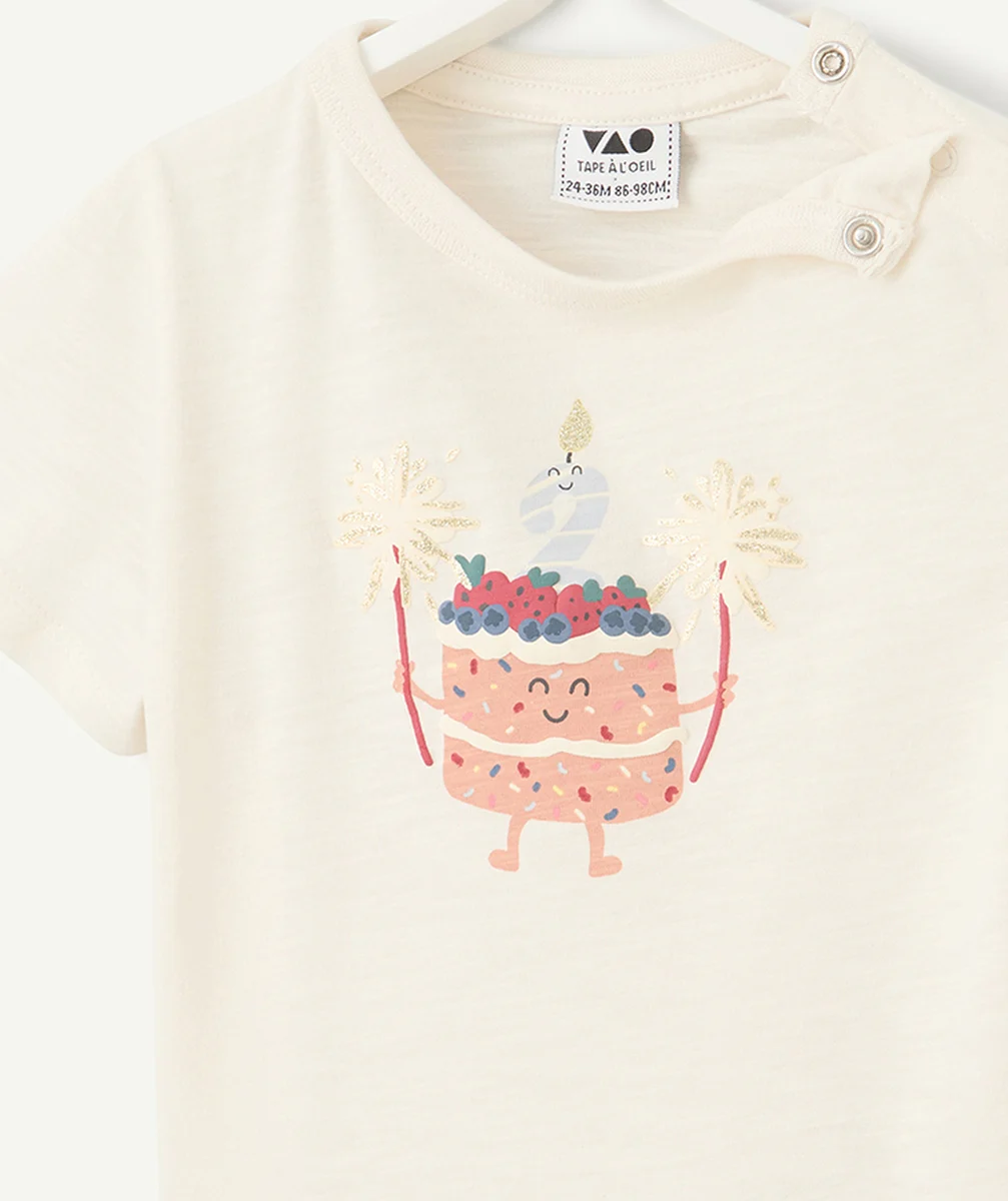 t-shirt en coton bio écru thème anniversaire TAO 2 ans