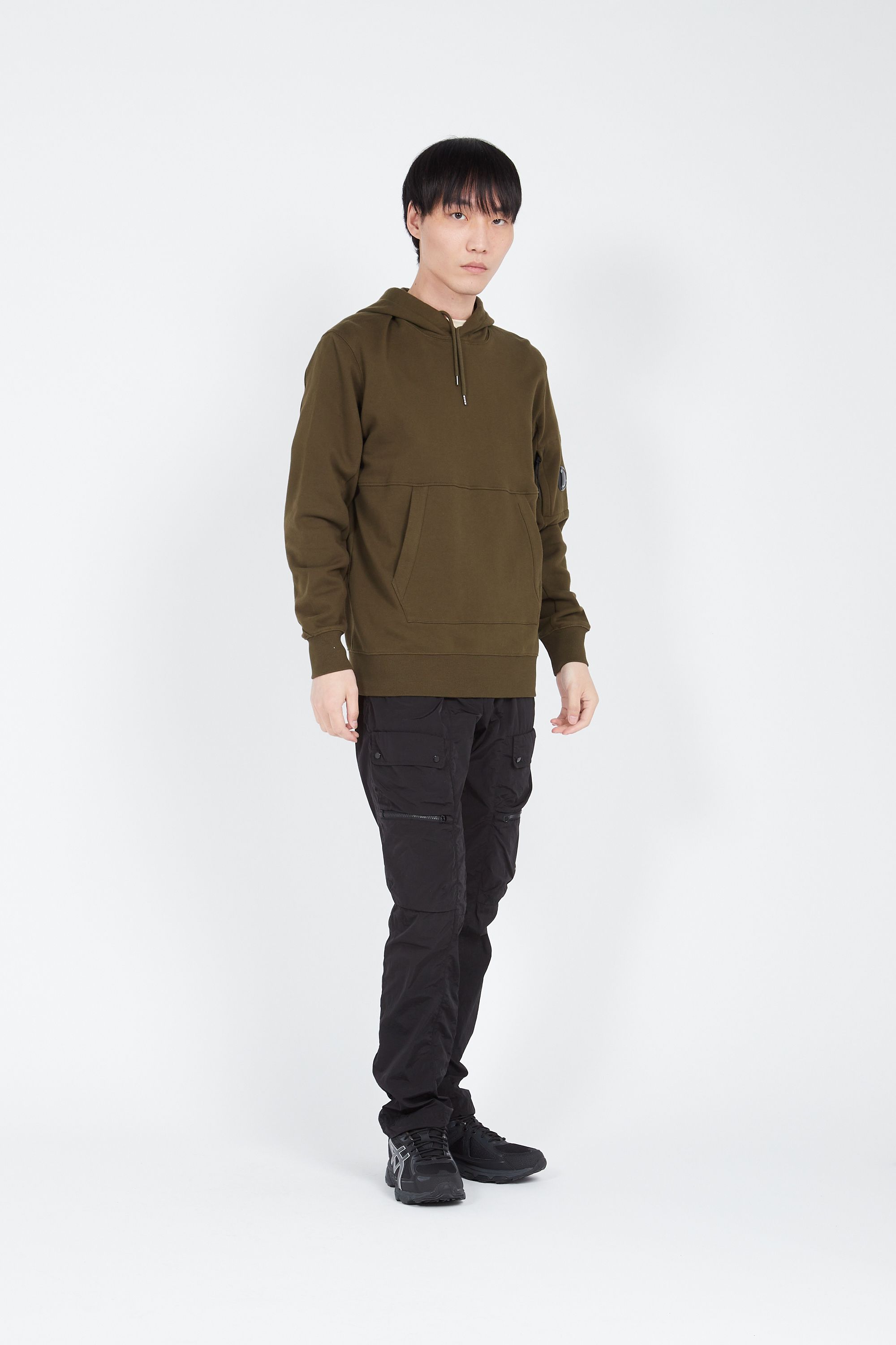 C.P. COMPANY Hoodie DIAGONAL RAISED FLEECE  Vert