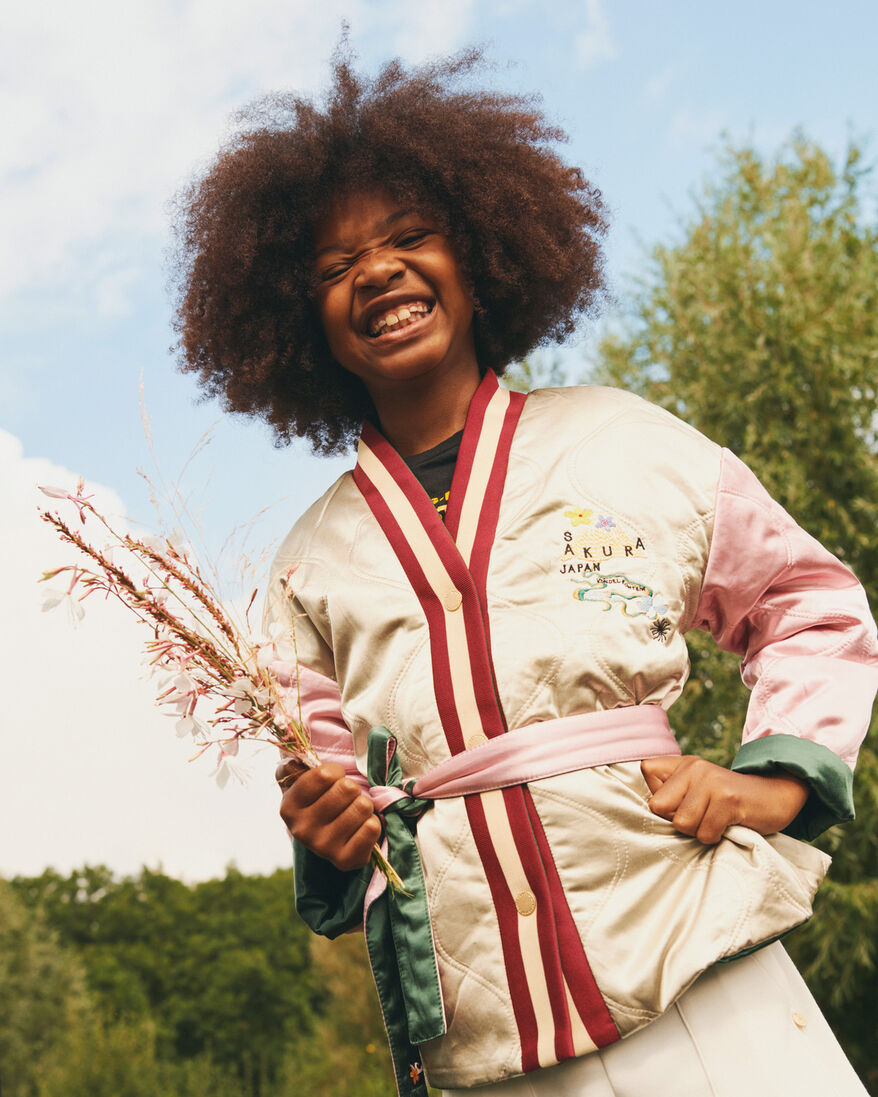 SCOTCH & SODA donkergroene scotch & soda  reversible souvenir kimono bomber