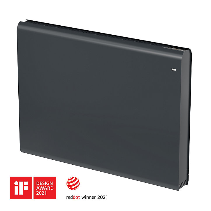 Radiateur connecté électrique à inertie sèche GoodHome Iriya anthracite 1500W horizontal