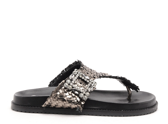 Studio mode mules et sabots plats femme mirror 75 gris