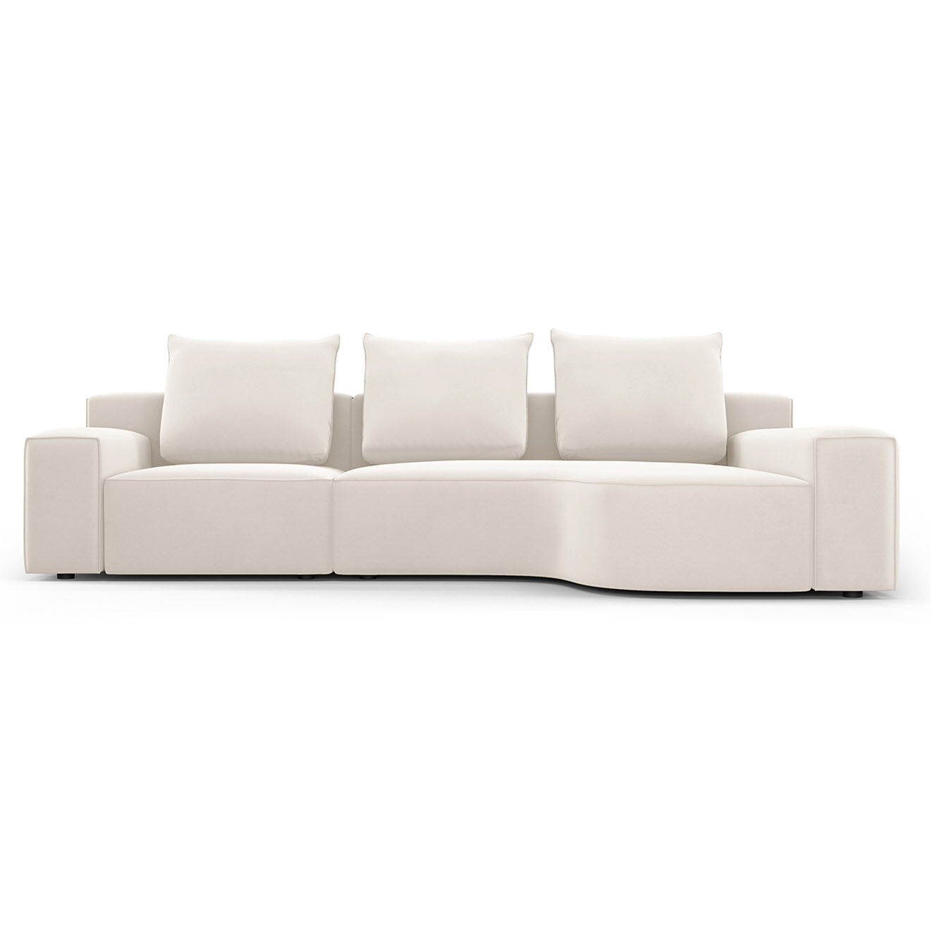 Mazzini Sofas Canapé d'angle Droit Velours Ivy 4 Places beige - 280x137x89 cm
