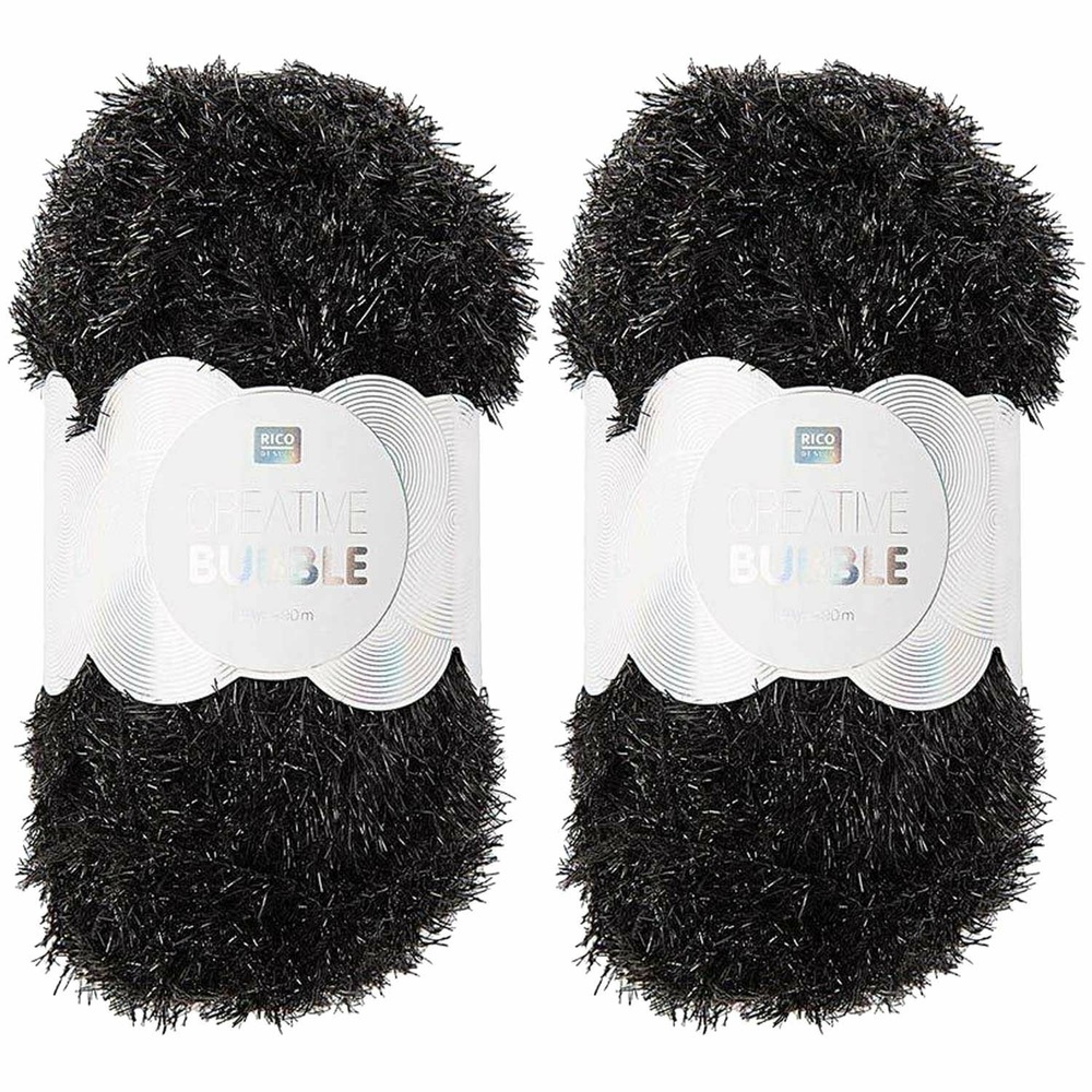 2 pelotes de fil pour éponge créative - creative bubble - noir
