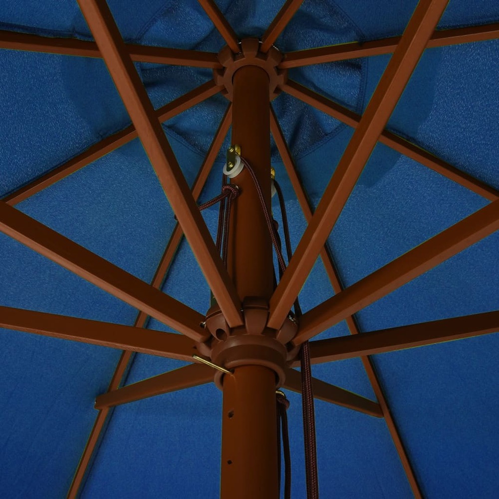 Parasol avec mât en bois 330 cm bleu