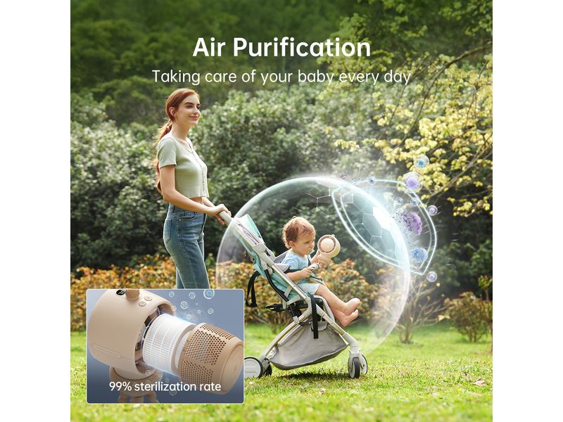 Jisulife Kinderwagenventilator Life2 Braun USB-Ventilator