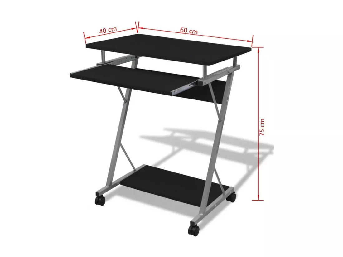 Bureau table meuble travail noire 60 x 40 x 75 cm 0502096