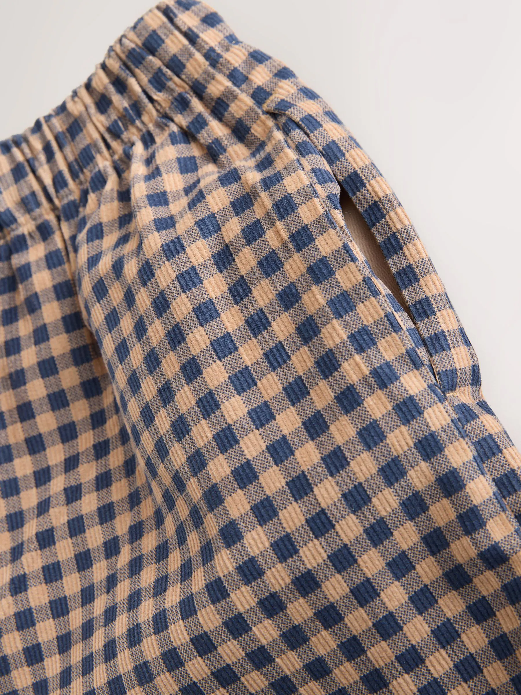 Bruin gingham-ruit - Pull-on corduroy broeken (3-16jr)