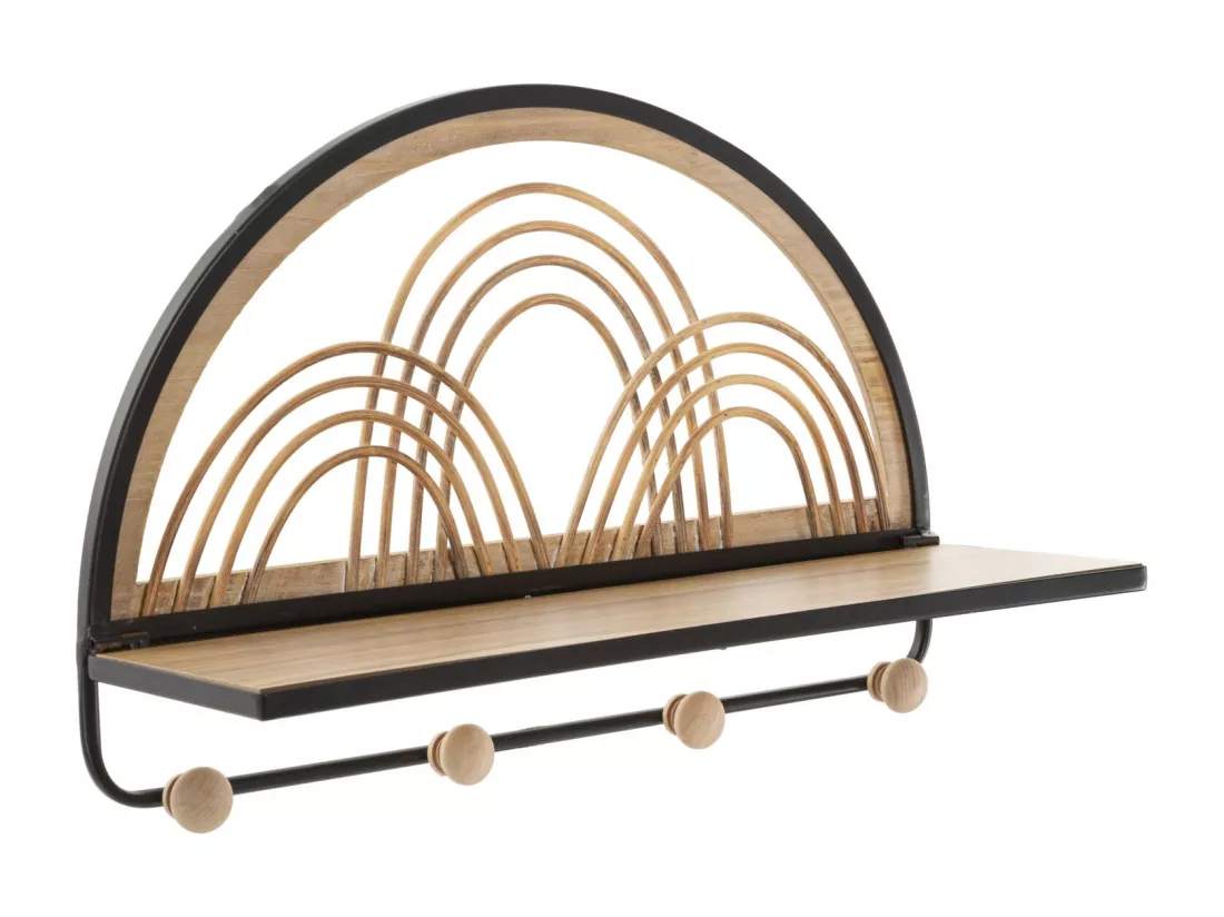 Etagère avec cintre en métal et bois marron 46x15,5x30 cm