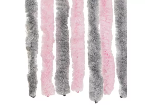 Rideau anti-mouches gris argenté et rose 90x220 cm chenille