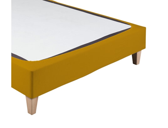 TERRE DE NUIT - Cache sommier coton jersey jaune 160 x 200