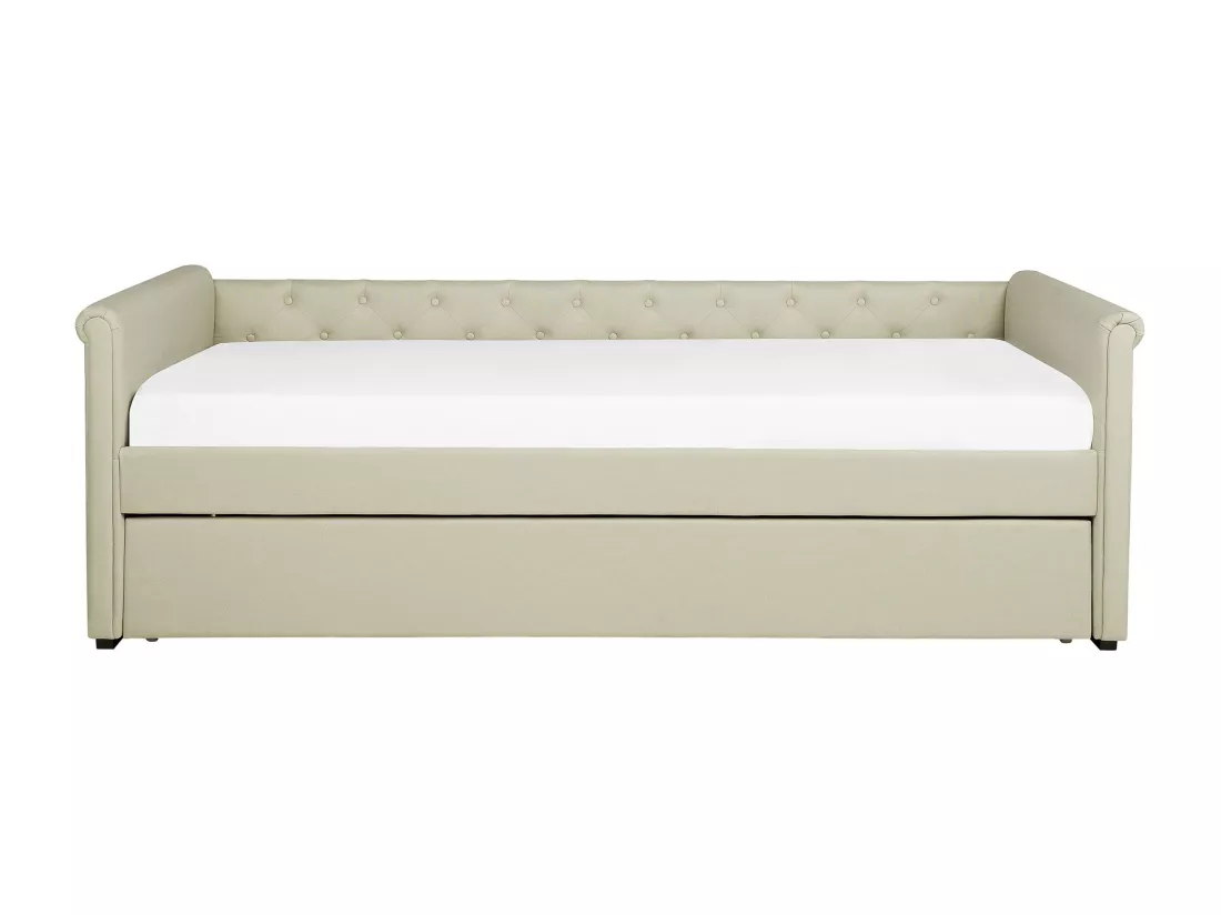Lit gigogne Tissu LIBOURNE 80 x 200 cm Beige