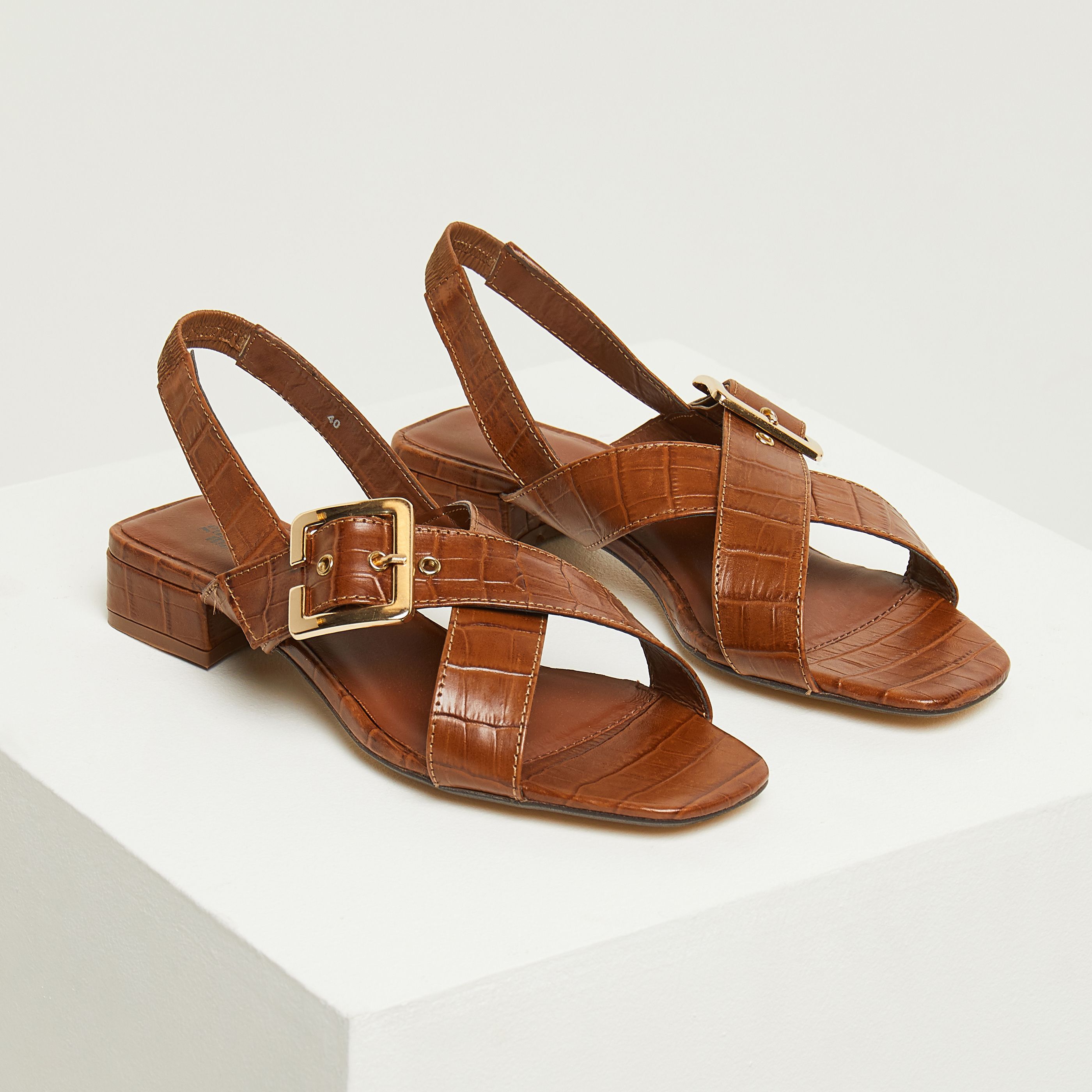 Sandales en cuir femme - CAMEL
