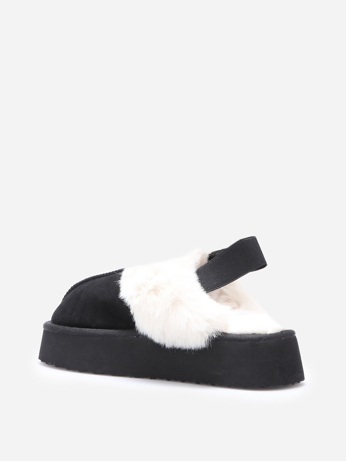 Mules fourrées à plateforme- Noir