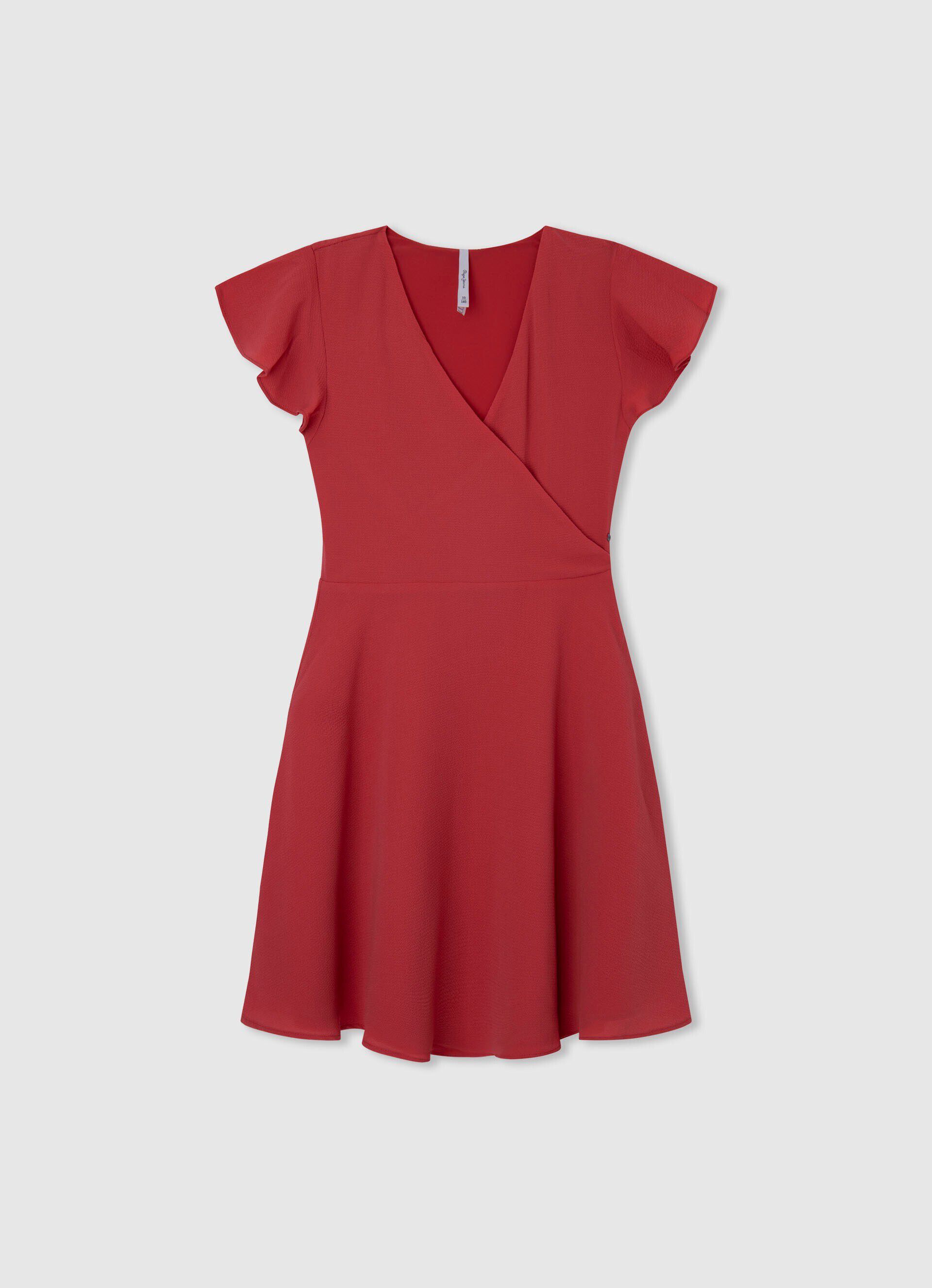 Vestido crepe com decote cruzado - vermelho estúdio