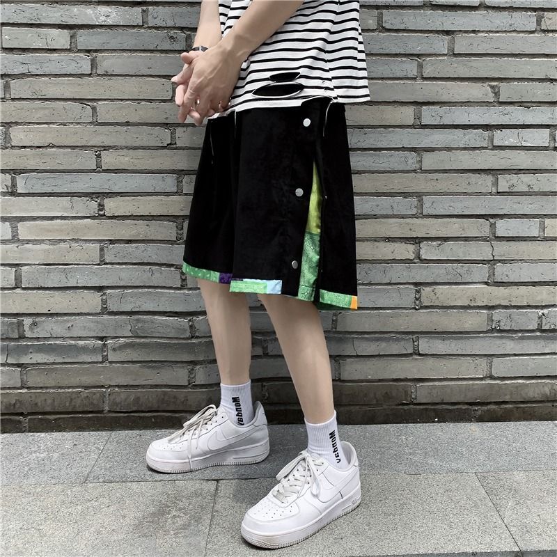Shineon Studio - Rechte shorts met patroonprint en twee stukken